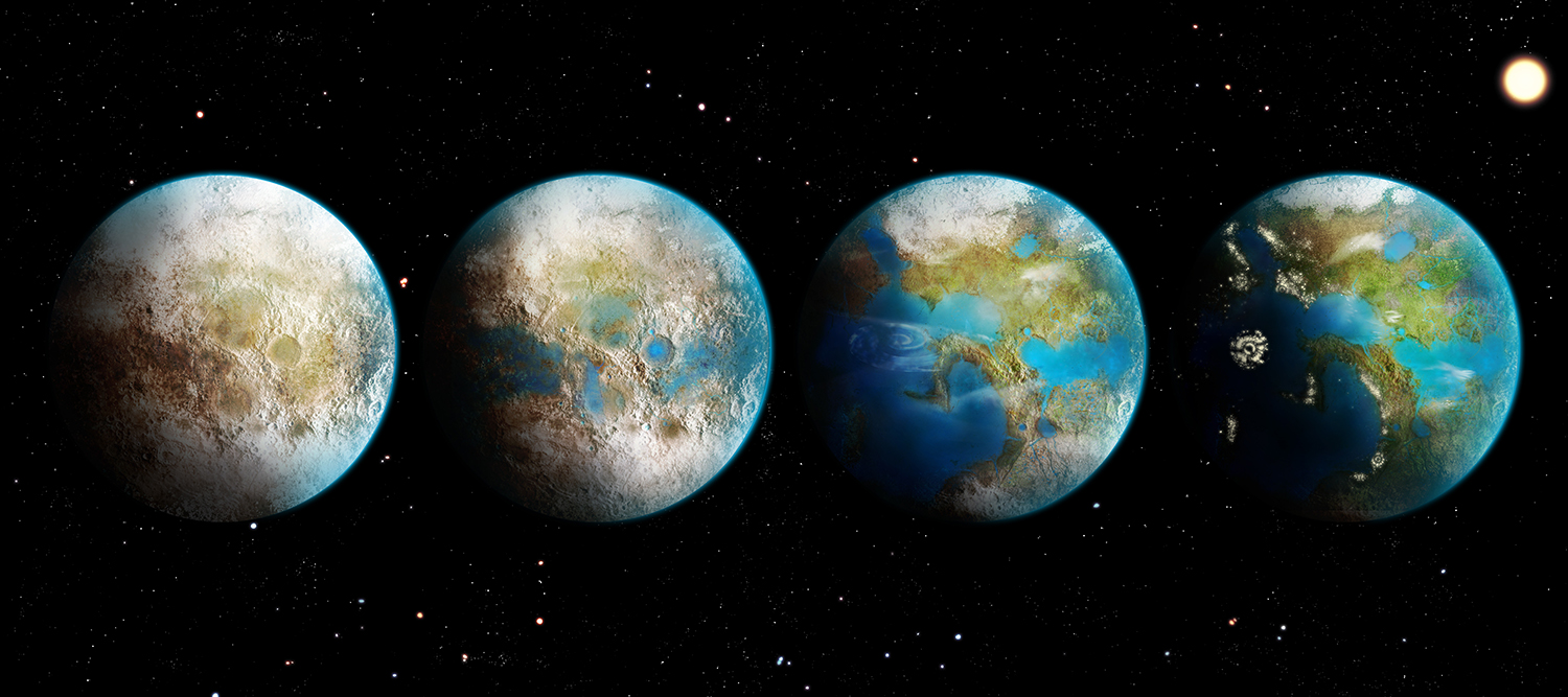 Example of an illustration with an embedded story - representing the terraformation of a planet.